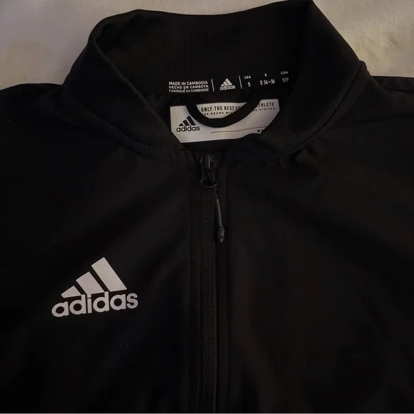 adidas Black Zip-Front Track Jacket with White Logo - Picture 3 of 3